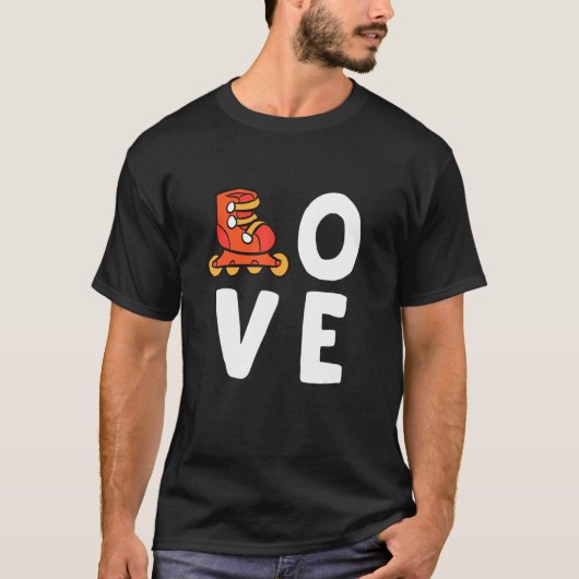 Rollers Schaatsen Liefde Gealigneerde Skipler Skat T-shirt (Voorkant)