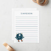 Rollers Skating Monster, gepersonaliseerd Kinder,  Notitiekaartje (Voorkant / Achterkant in situ)