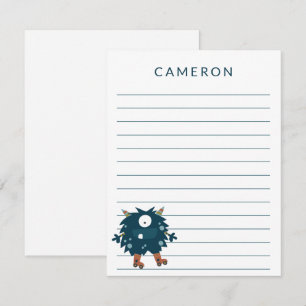 Rollers Skating Monster, gepersonaliseerd Kinder, Notitiekaartje