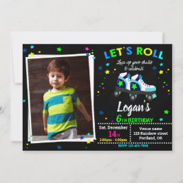 Rollers verjaardagsuitnodiging Jongen Skating-uitn Kaart