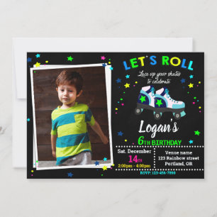 Rollers verjaardagsuitnodiging Jongen Skating-uitn Kaart