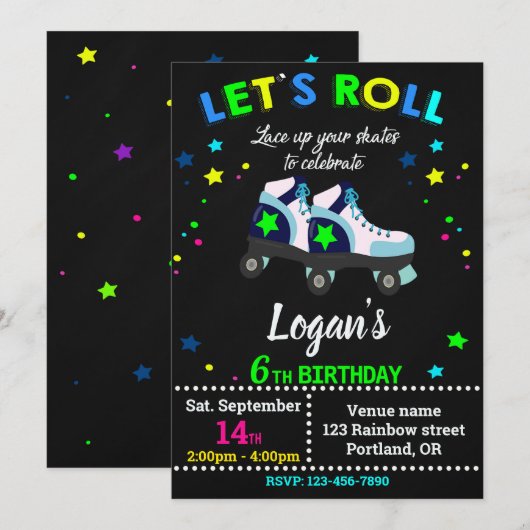 Rollers verjaardagsuitnodiging kaart (Voorkant / Achterkant)