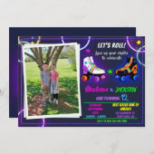Rollers verjaardagsuitnodiging voor de foto van jo kaart (Voorkant / Achterkant)