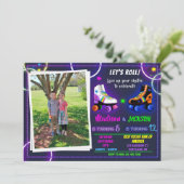 Rollers verjaardagsuitnodiging voor de foto van jo kaart (Staand voorkant)