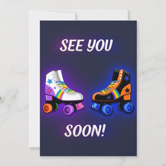 Rollers verjaardagsuitnodiging voor jongen en meis kaart (Achterkant)