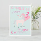 RollerScate Unicorn verjaardagsuitnodiging Kaart (Staand voorkant)