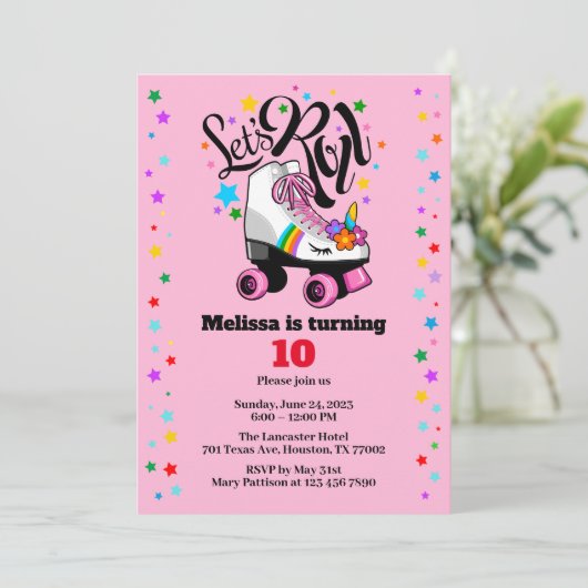 RollerSchaats Unicorn elke leeftijd Kaart (Staand voorkant)