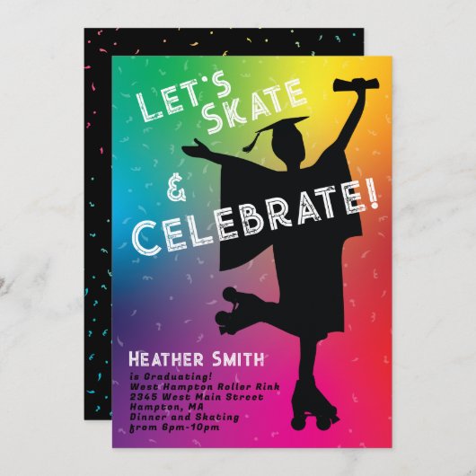 Rollerschaatscollepel Rainbow Silhouette Kaart (Voorkant / Achterkant)