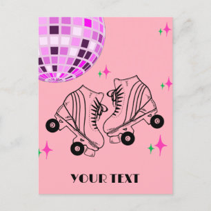 RollerSchaatsen Derby Skating roze Disco Birthday Briefkaart