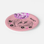 RollerSchaatsen Derby Skating roze Disco Birthday Papieren Bordje (Gekanteld)