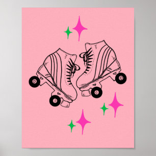 RollerSchaatsen Derby Skating roze Poster