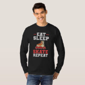 RollerSchaatsen Eat Sleep Schaats Herhalen T-shirt (Voorkant volledig)