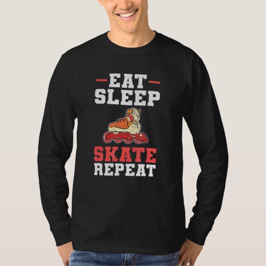 RollerSchaatsen Eat Sleep Schaats Herhalen T-shirt (Voorkant)