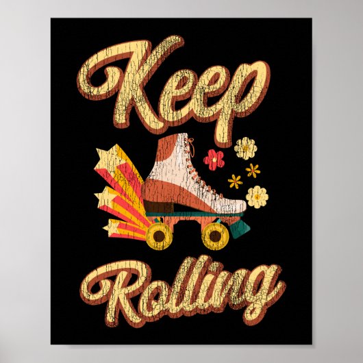 Rollerschaatsen houden Rolling 1970S Retro Poster (Voorkant)