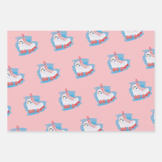 RollerSchaatsen met Waterverf Splash Inpakpapier Vel (Voorkant)