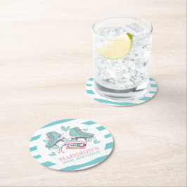 Rollerschaatsen op maat van pasta ronde kartonnen onderzetter