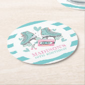 Rollerschaatsen op maat van pasta ronde kartonnen onderzetter (Gebogen)