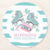 Rollerschaatsen op maat van pasta ronde kartonnen onderzetter (Voorkant)