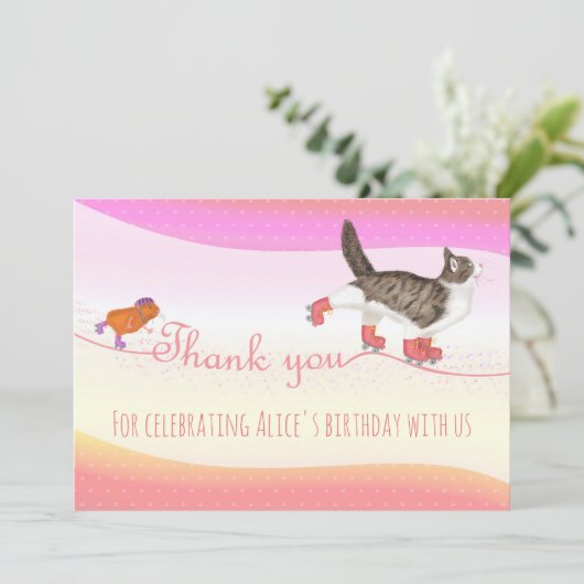 Rollerskat en cavia's kaart (Staand voorkant)