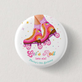 Rollerskate Let's Roll Schaatsmeisje Verjaardag Ronde Button 3,2 Cm