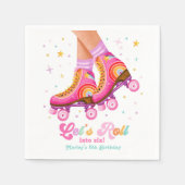 Rollerskate Let's Roll Schaatsmeisje Verjaardag Servet (Voorkant)