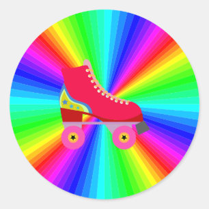 Rollerskate op kleurenspectrum radiaal ronde sticker