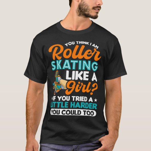 Rollerskate Retro 90s Rolschaatsen Meisje T-shirt (Voorkant)