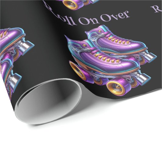 Rollerskate verjaardagsfeestje cadeaupapier (Rol Hoek)