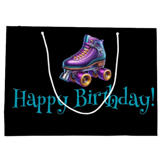 Rollerskate verjaardagsfeestje groot cadeauzakje (Achterkant)