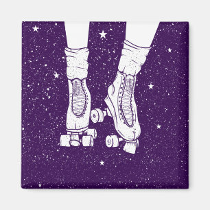 Rollerskatende ruimte universum scène. magneet