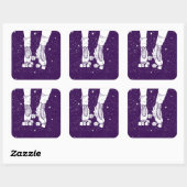 Rollerskatende ruimte universum scène. vierkante sticker (Vel)