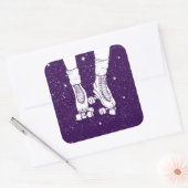 Rollerskatende ruimte universum scène. vierkante sticker (Envelop)