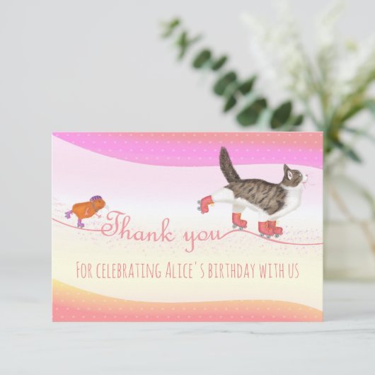 Rollerskaterende huisdieren dank je kaart (klein) (Staand voorkant)