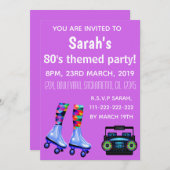 Rollerskates en Boombox. 80's Feest. Kaart (Voorkant / Achterkant)