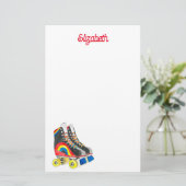 Rollerskates retro-tachtigheden briefpapier (Staand voorkant)