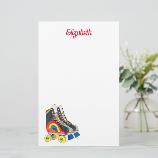 Rollerskates retro-tachtigheden briefpapier (Staand voorkant)