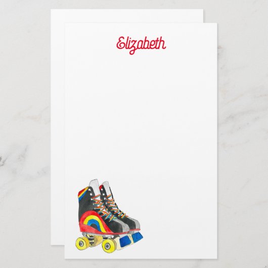 Rollerskates retro-tachtigheden briefpapier (Voorkant / Achterkant)
