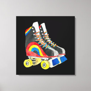 Rollerskates retro-tachtigheden canvas afdruk