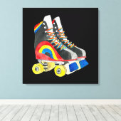 Rollerskates retro-tachtigheden canvas afdruk (Insitu (Houten vloer))