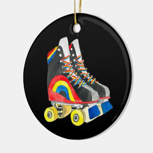 Rollerskates retro-tachtigheden keramisch ornament (Links)