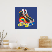 Rollerskates retro-tachtigheden poster (Keuken)