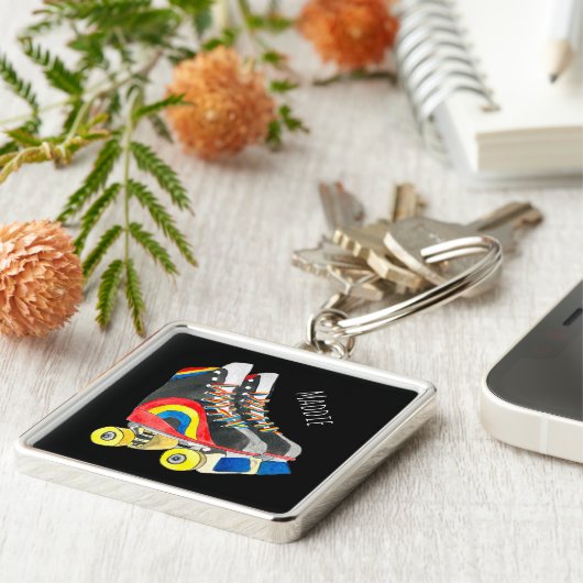 Rollerskates retro-tachtigheden sleutelhanger (Zijkant)