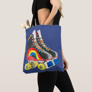 Rollerskates retro-tachtigheden tote bag