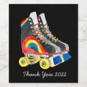 Rollerskates retro-tachtigheden wijn etiket (Enkel label)