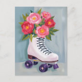 Rollerskates Rozenboeket Schilderij Briefkaart (Voorkant)