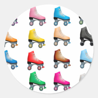 Rollerskates Schaatsen Colorful Patroonretro Rolle Ronde Sticker
