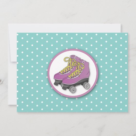 Rollerskating Birthday Party Schaats Munt Uitnodig Kaart (Achterkant)