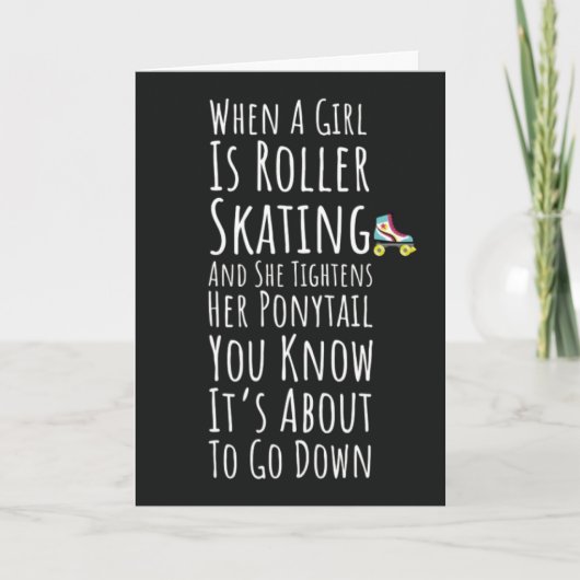 Rollerskating Cards Girls Roller Skates For Her Kaart (Voorkant)