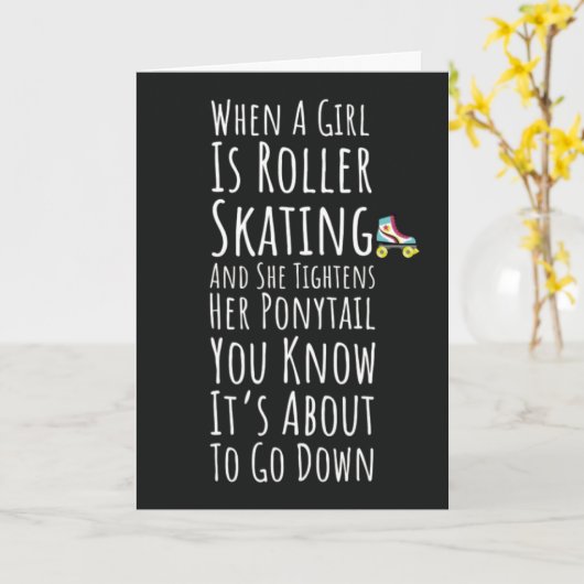 Rollerskating Cards Girls Roller Skates For Her Kaart (Gele Bloem)