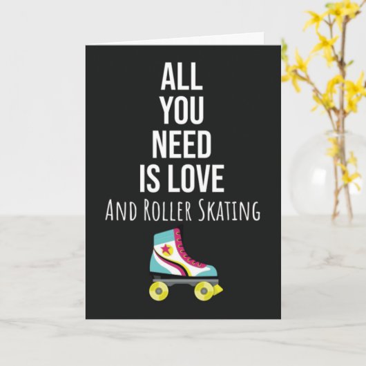 Rollerskating Cards Roller Skate Skater For Kids Kaart (Gele Bloem)